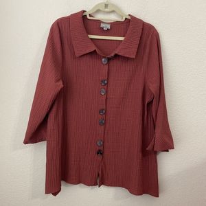 Niche Nilgun Derman Top Womens Size XL Lagenlook Crinkle Rust Orange P2